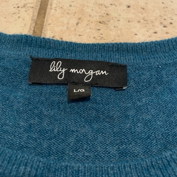 Lily Morgan Teal Blue Button-Detail Sweater - Size Large - Picture 3 of 7